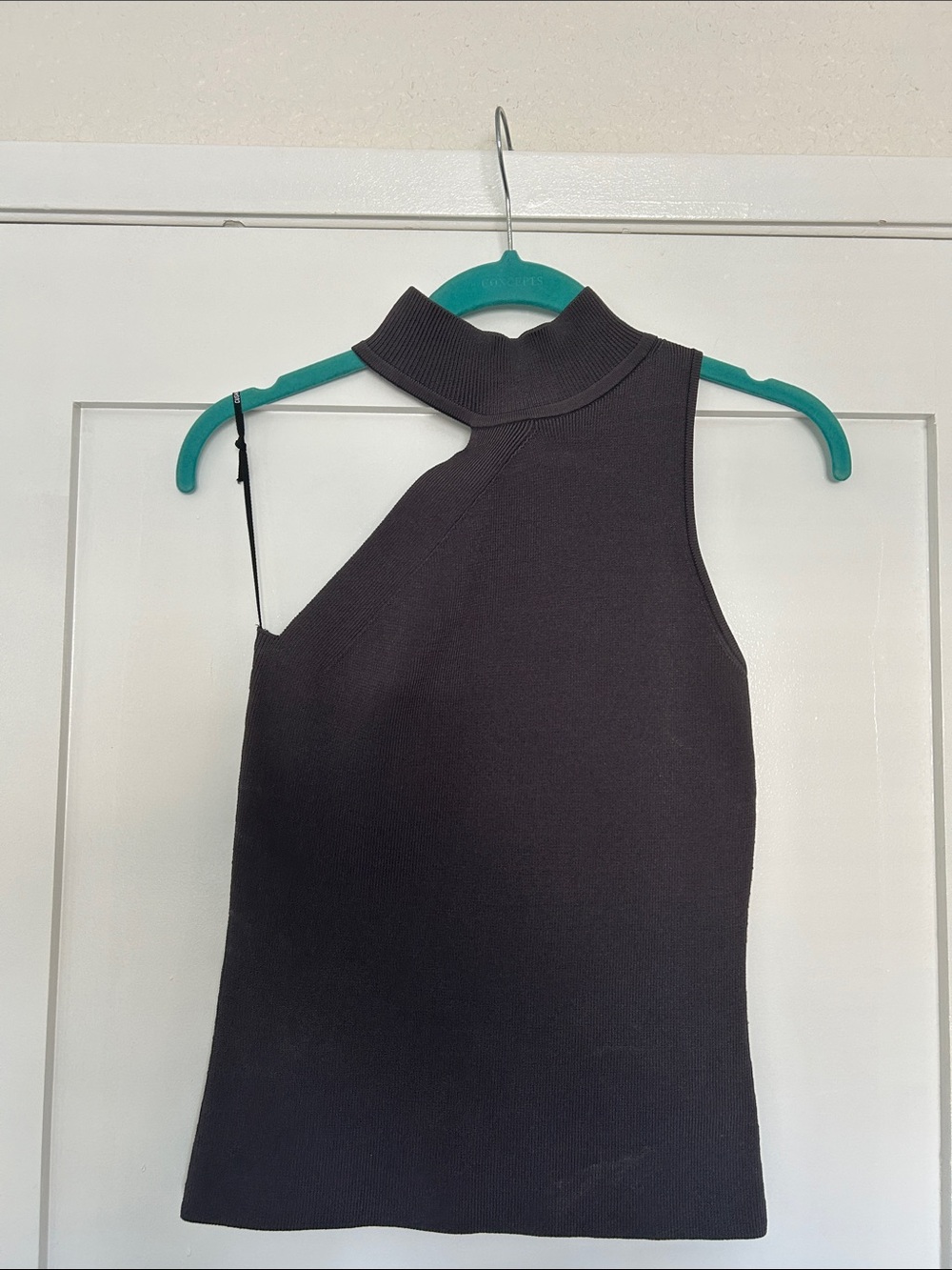 One-Shoulder Top - charcoal grey